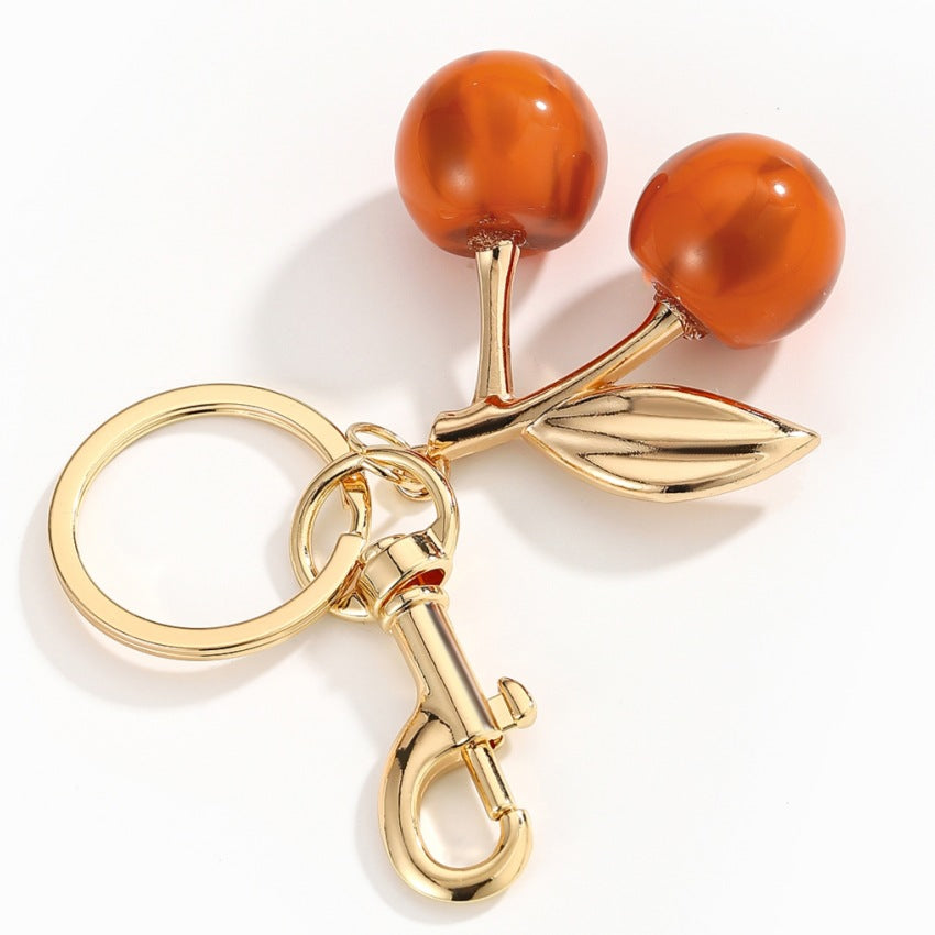 Wholesale Smudge leopard print red cherry keychain