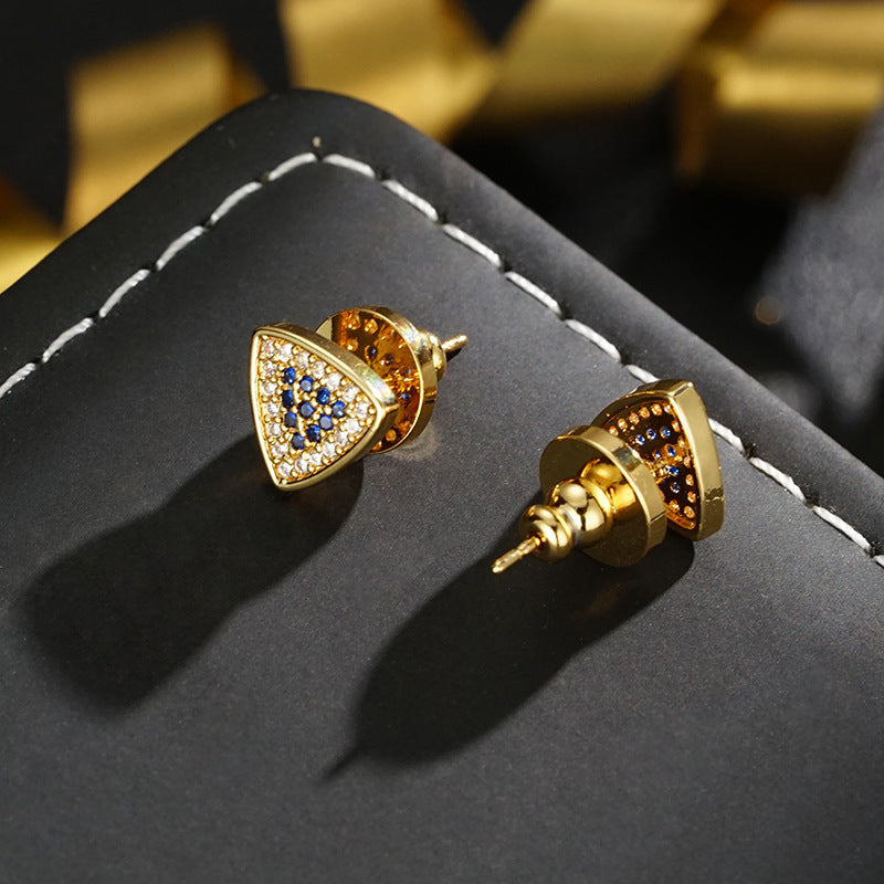 Wholesale S925 Silver Needle Triangle Geometric Zircon Earrings