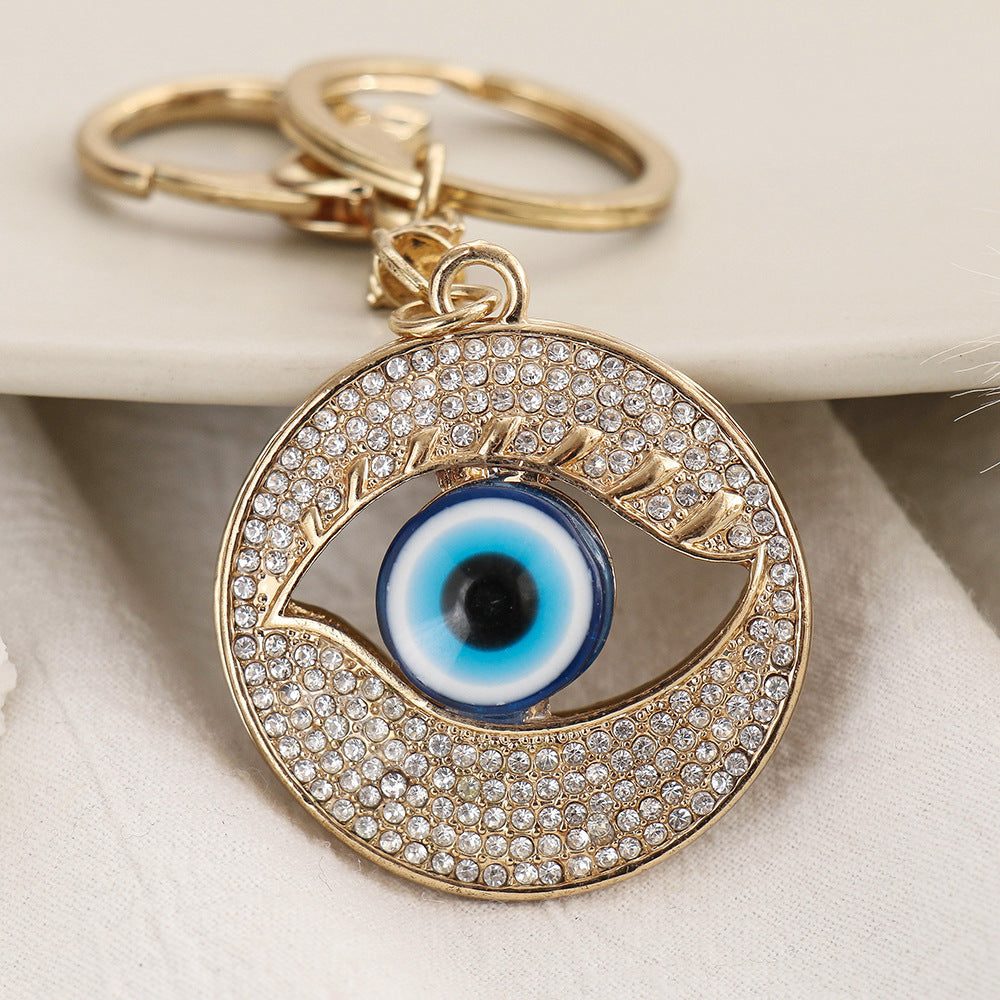 Wholesale  Creative Blue Eye Bag Hanging Ornaments Devil' s Eye Keychain Pendant Metal Trinkets