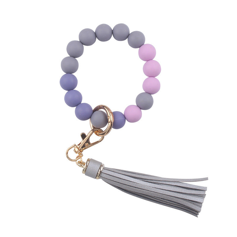 Wholesale Cartoon Solid Color Silicone Beaded Wrist Keychain ACC-KC-GuangTian060