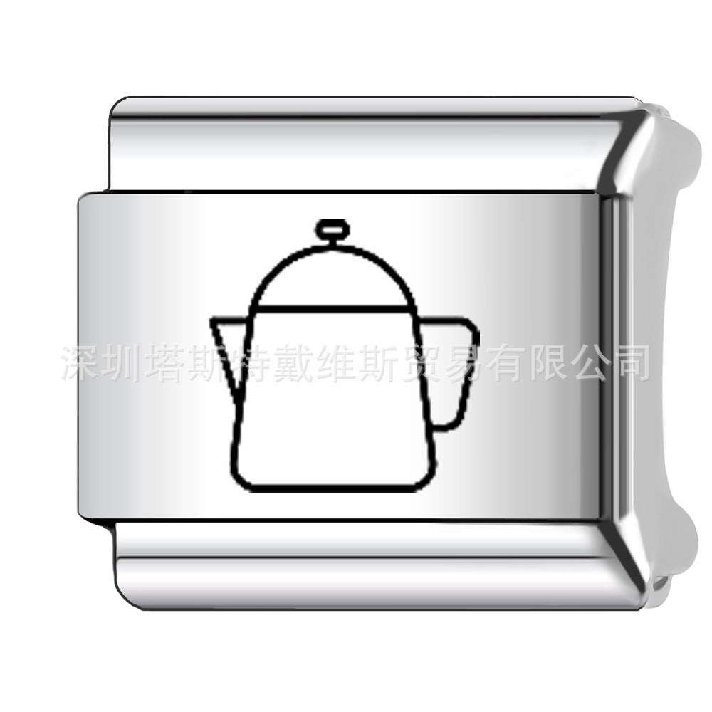 Wholesale 9mm Italian Charm Starter Bracelets DIY square Single Section Creative Stainless Steel Composable Bracelet