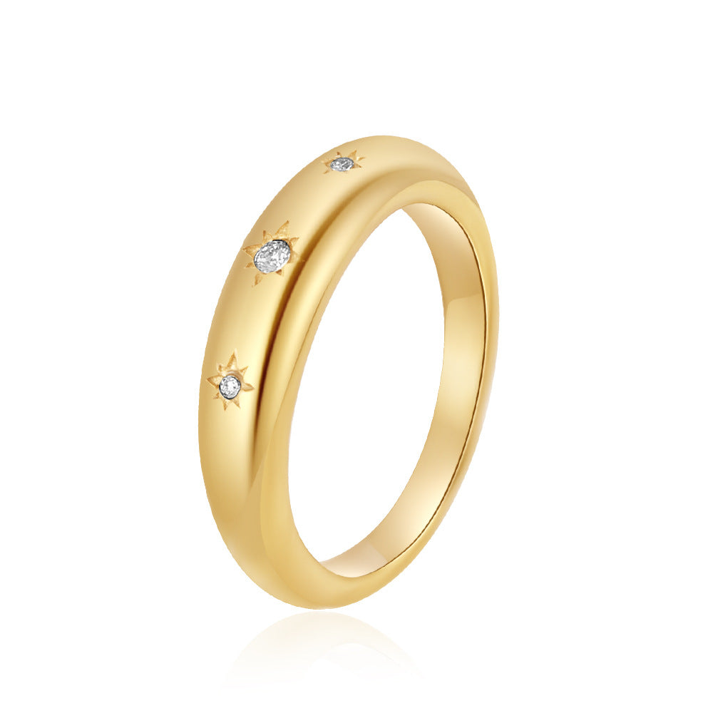 Wholesale Women' s Gold Plated Stainless Steel Cube Ring,  Trendy Boutique Resale Jewelry