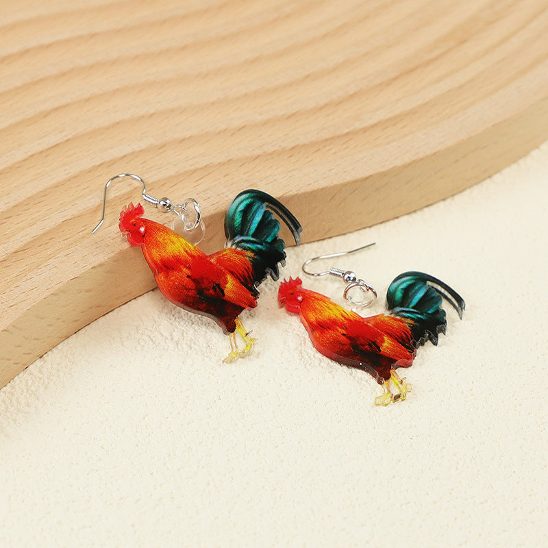 Wholesale Western Farm Chicken Acrylic Earrings