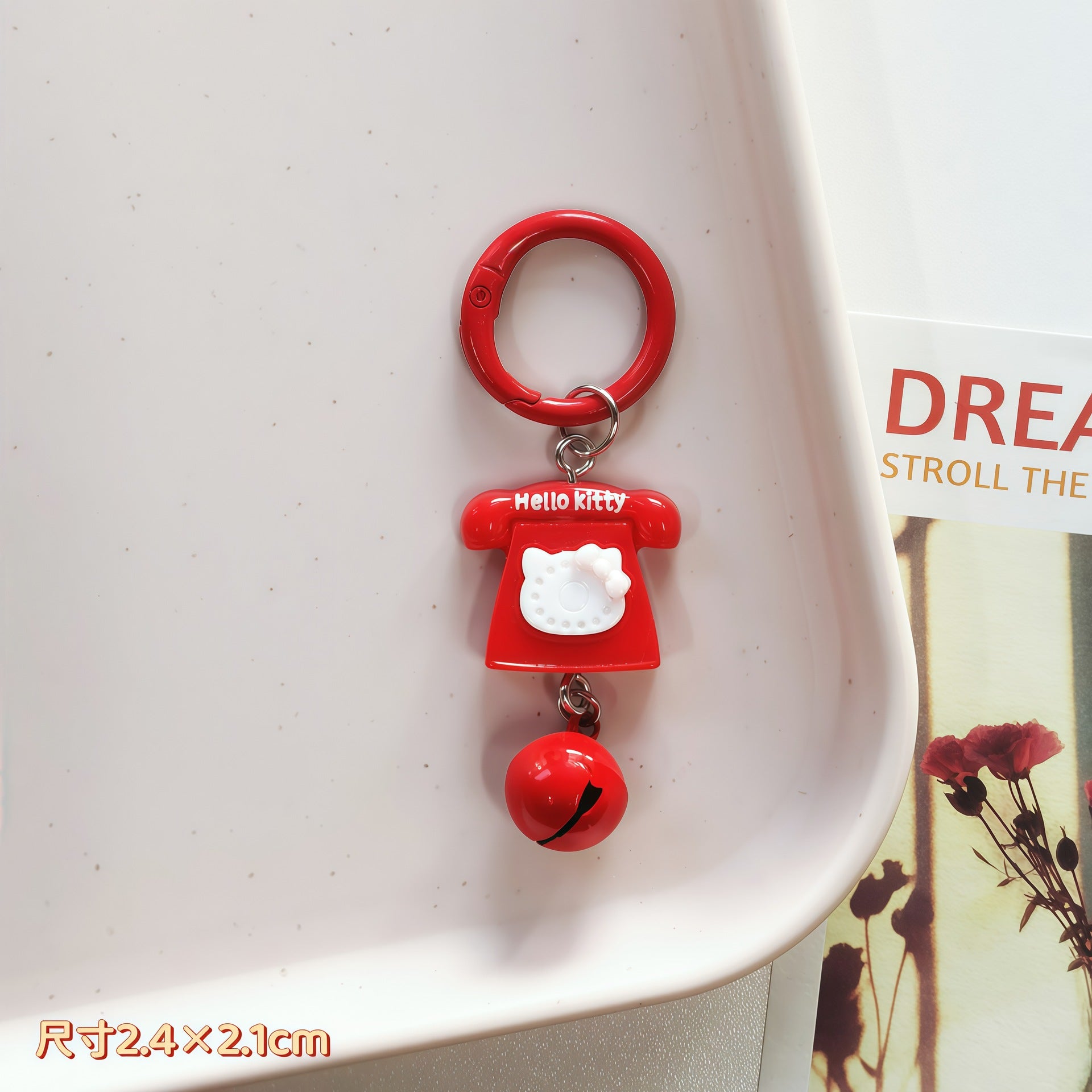 Wholesale Plastic Resin Cute Cartoon Cat Bell Keychain Bag Pendant Fashion Accessory for Girls