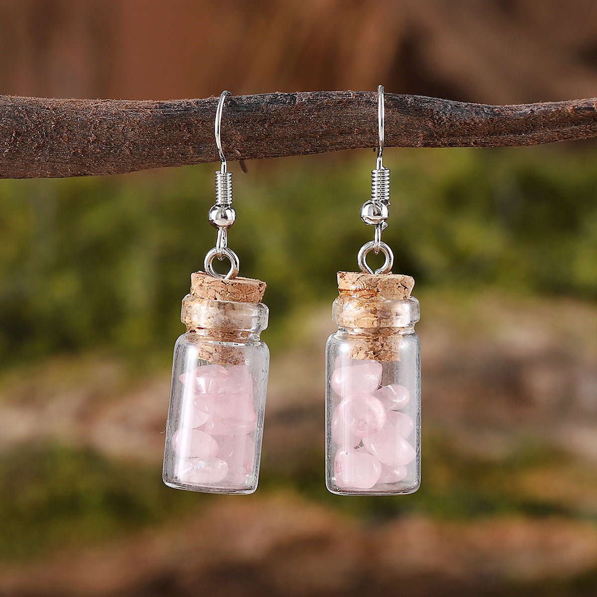 Wholesale  Creative Asymmetrical Stone Wishing Bottle Earrings