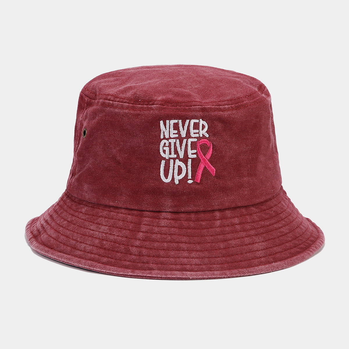 Wholesale Breast Pink Ribbon Embroidery Washed Bucket Hat ACC-HT-LvYi012
