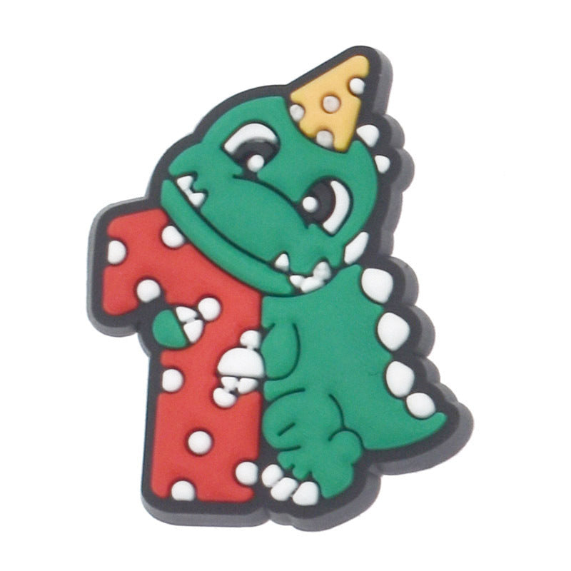 Wholesale Random 100pcs Digital Dinosaur PVC Soft Rubber Shoe Buckle Decoration ACC-SC-RYY059