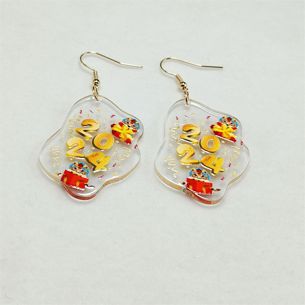 Wholesale Cute Creative Star Acrylic Plate Printed Earrings ACC-ES-Qiyu020