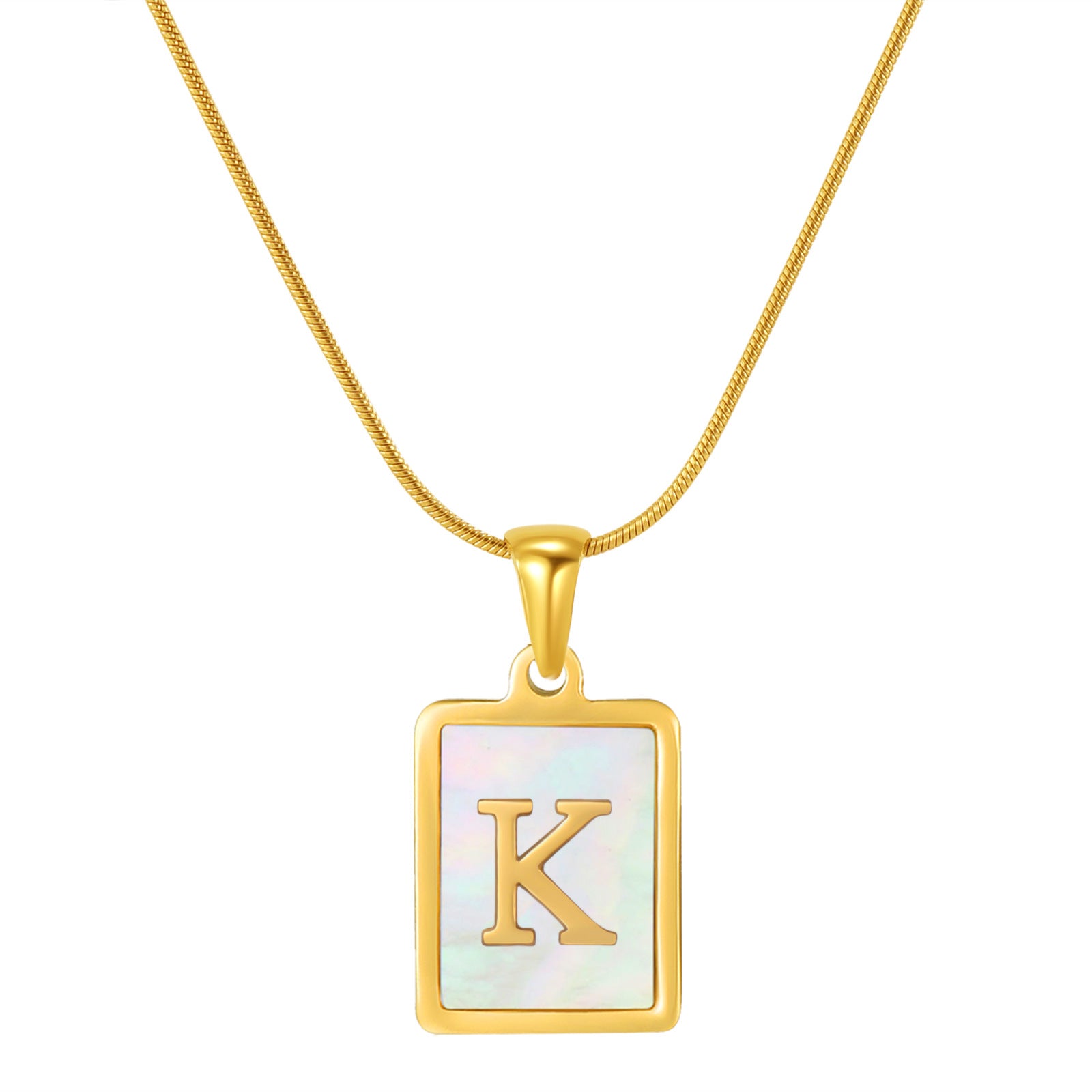 Wholesale stainless steel three-dimensional shell letter necklace