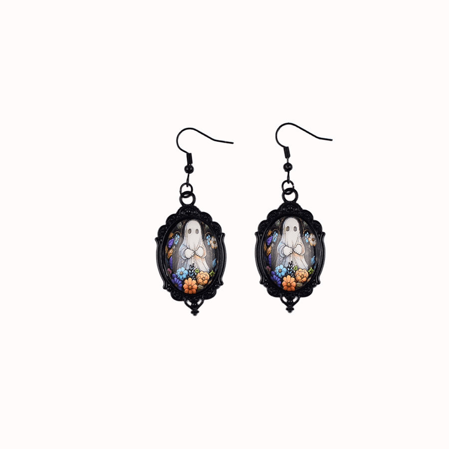 Wholesale  Pendant Earrings Ghost Pumpkin Dark Castle Design Zinc Alloy Electroplated Fashion Jewelry For Party Boutique Resale