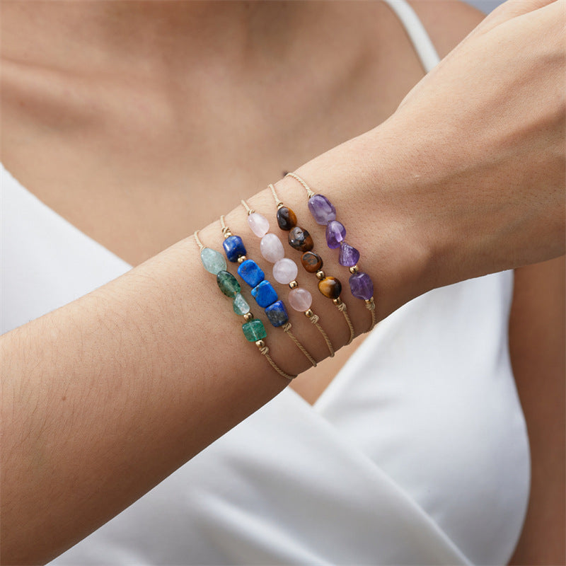 Wholesale Zodiac Natural Stone Handmade Adjustable Braided Bracelet Contion Theme Unisex Trendy Jewelry Gift