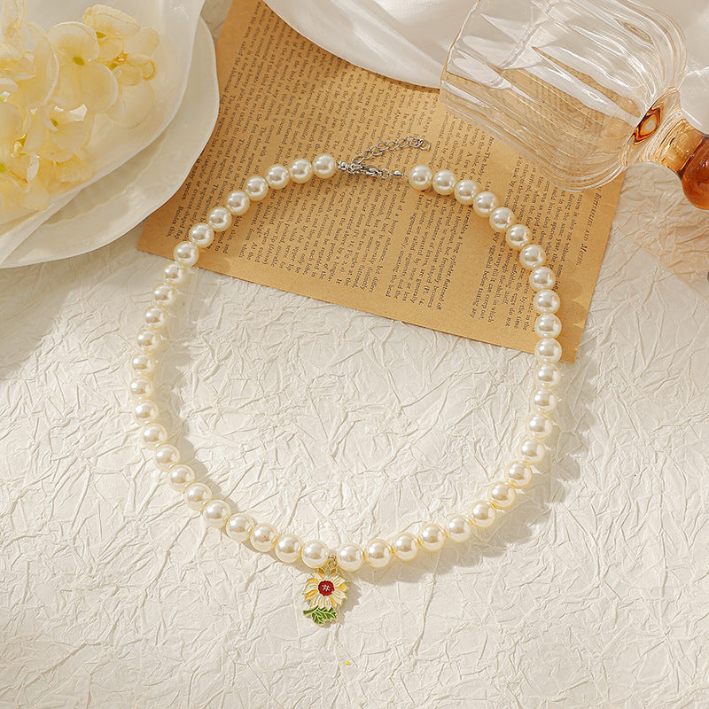 Wholesale Sunflower and Daisy Pollen Pearl Necklace
