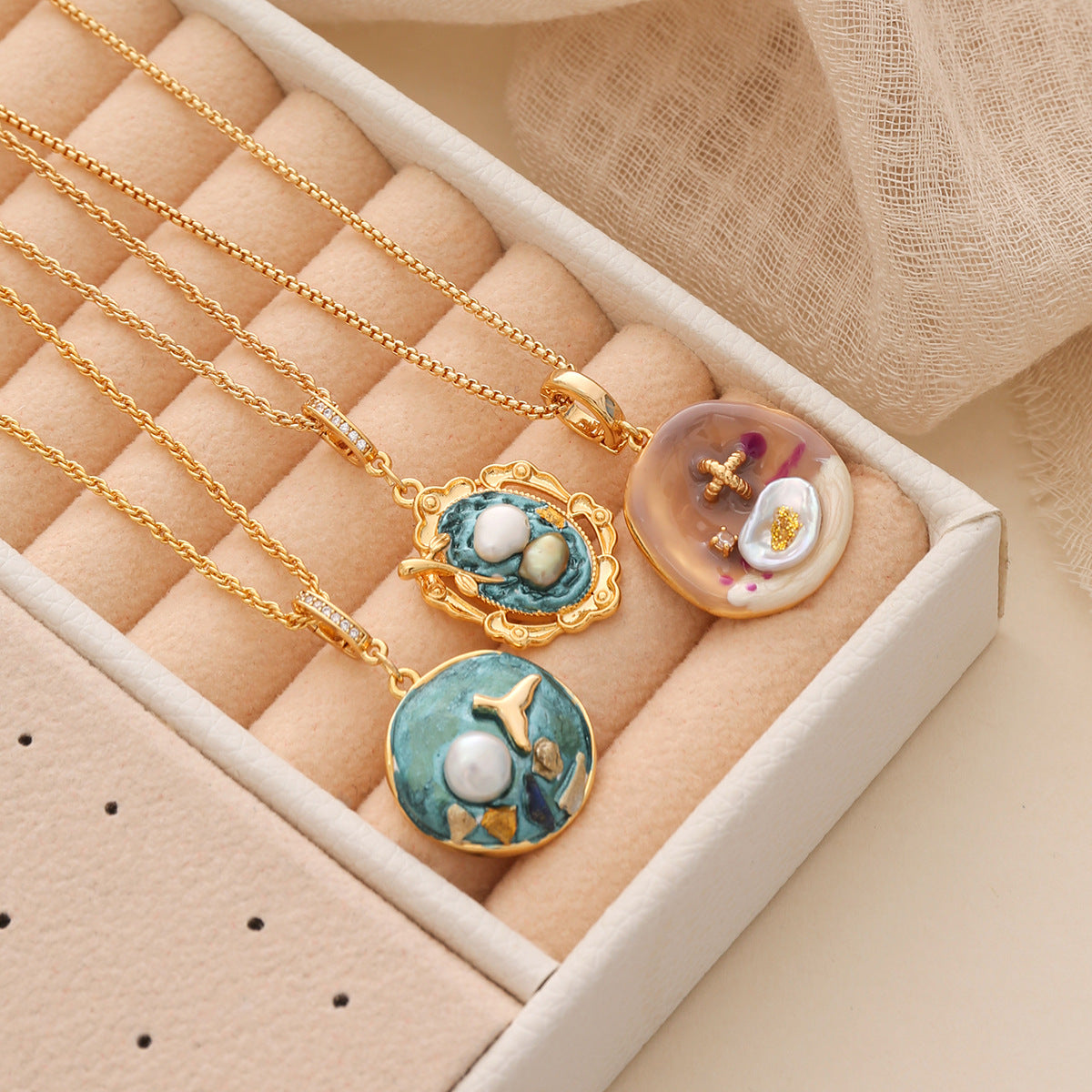 Wholesale  Oil Painting Necklace Light Luxury  Collarbone Chain