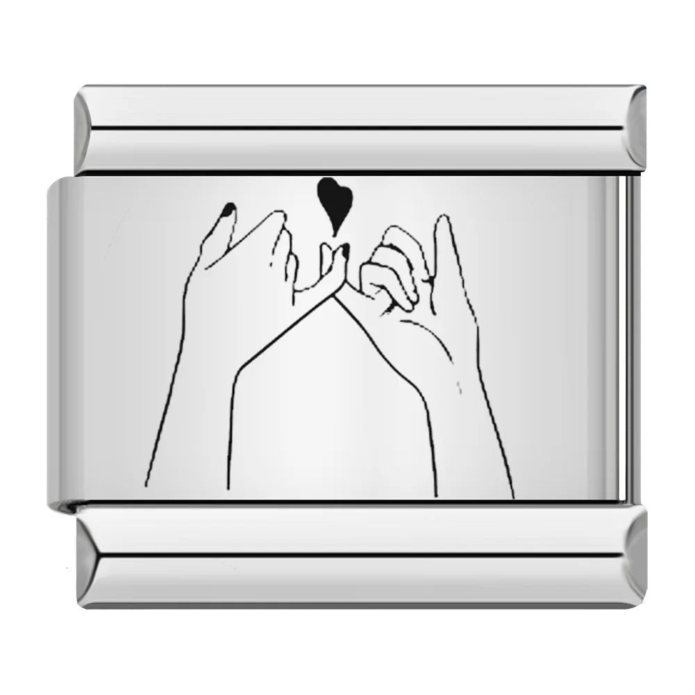 Wholesale Italian Charm Bracelet 9mm DIY Gesture Pattern   Creative Stainless Steel Composable Bracelet