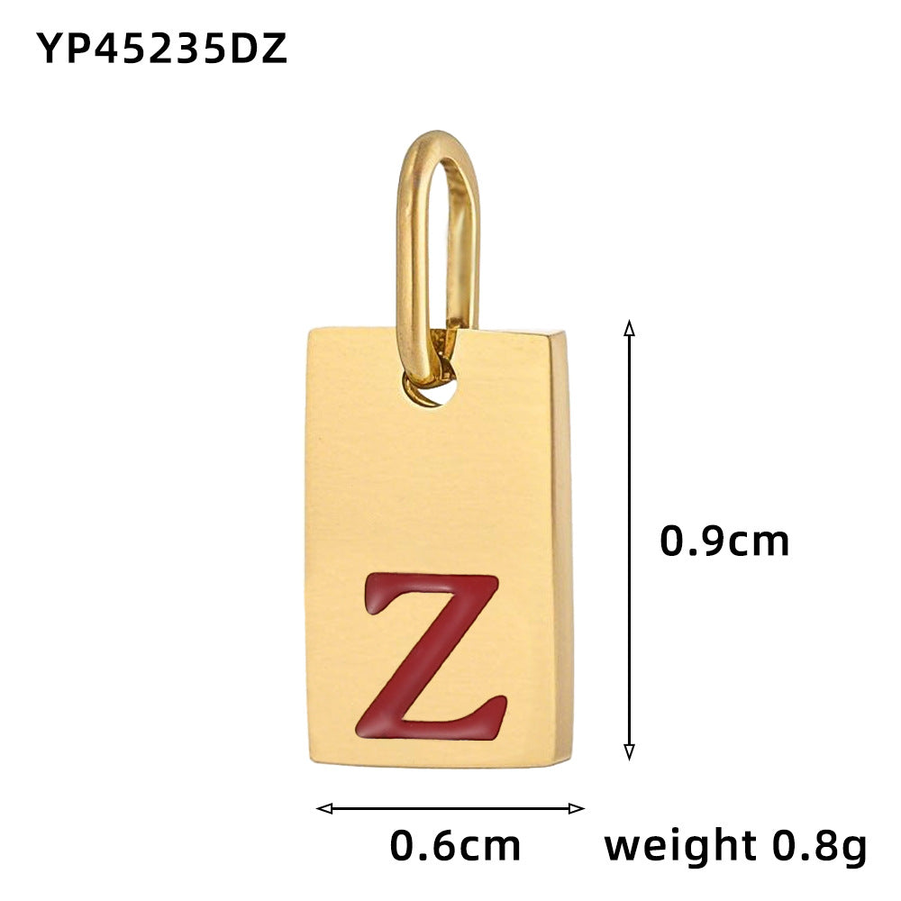 Wholesale 26 oil drops English letters stainless steel gold-plated DIY pendant