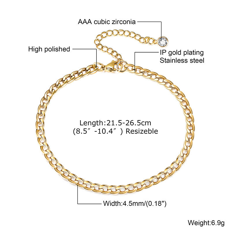 Wholesale Stainless Steel Geometric Anklet For Women Beach Style Fashion Jewelry Accessory
