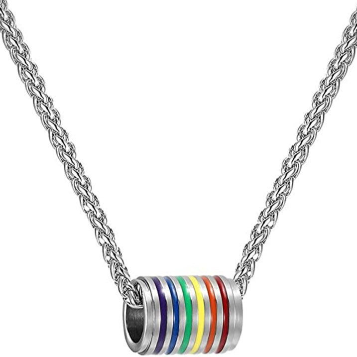 Wholesale Stainless Steel Colored Cylindrical Roller LGBT
 Titanium Steel Necklace