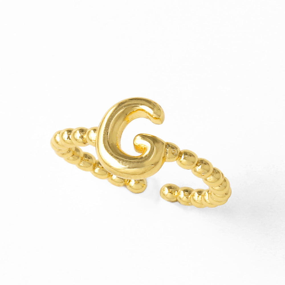 Wholesale 26 English letter rings gold-plated open rings