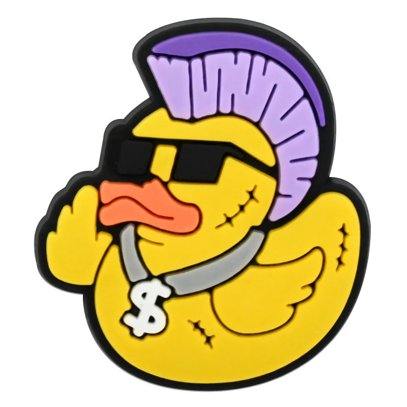 Wholesale Random 100pcs Cute Little Yellow Duck  PVC Soft Rubber Shoe Buckle Decoration