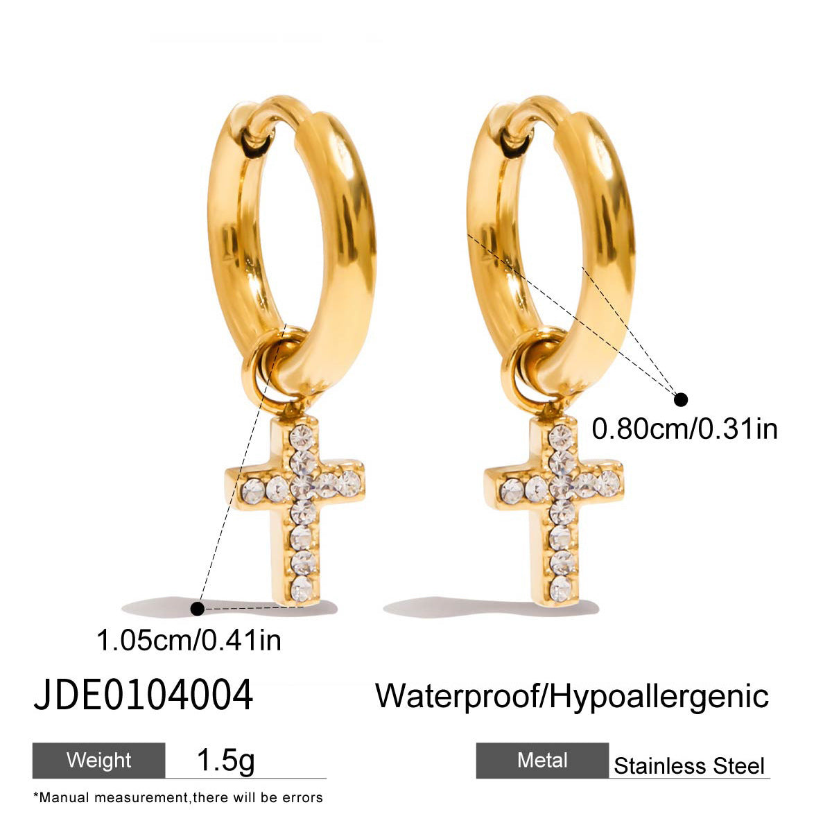 Wholesale Stainless steel rhinestone earrings light luxury earrings