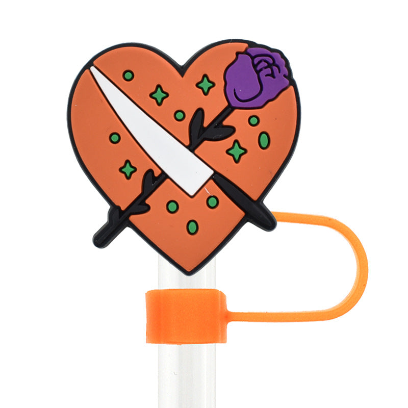 Wholesale Random 100pcs Halloween 10mm PVC Soft Straw Tube Cap ACC-SCR-RYY092