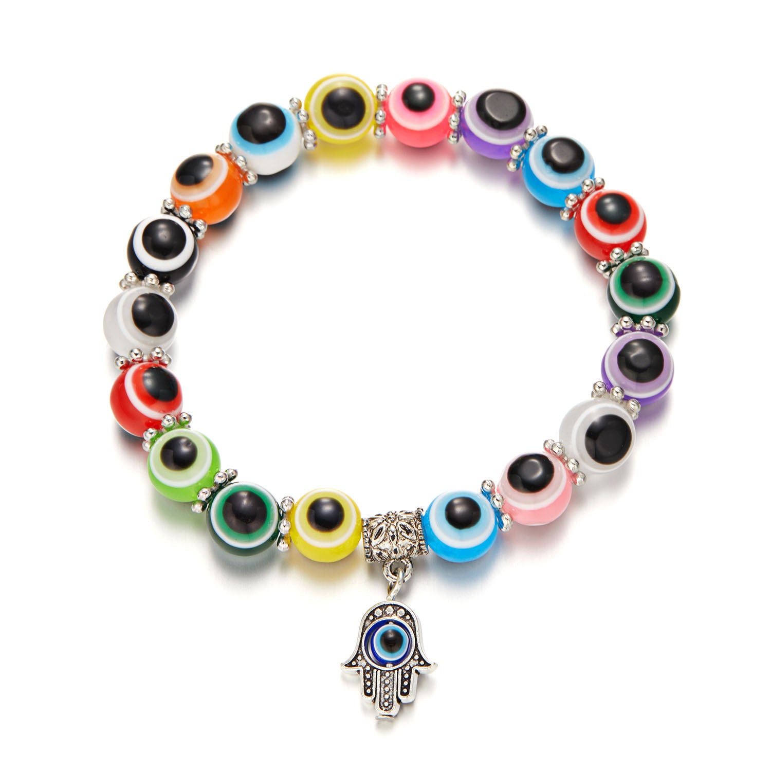 Wholesale Evil Blue Eyes Colorful Beaded Bracelet ACC-BT-Gangm011
