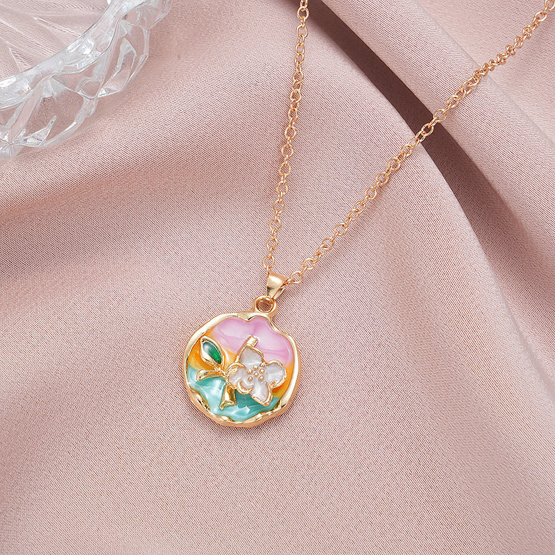 Wholesale  rose oil painting color pearl color necklace