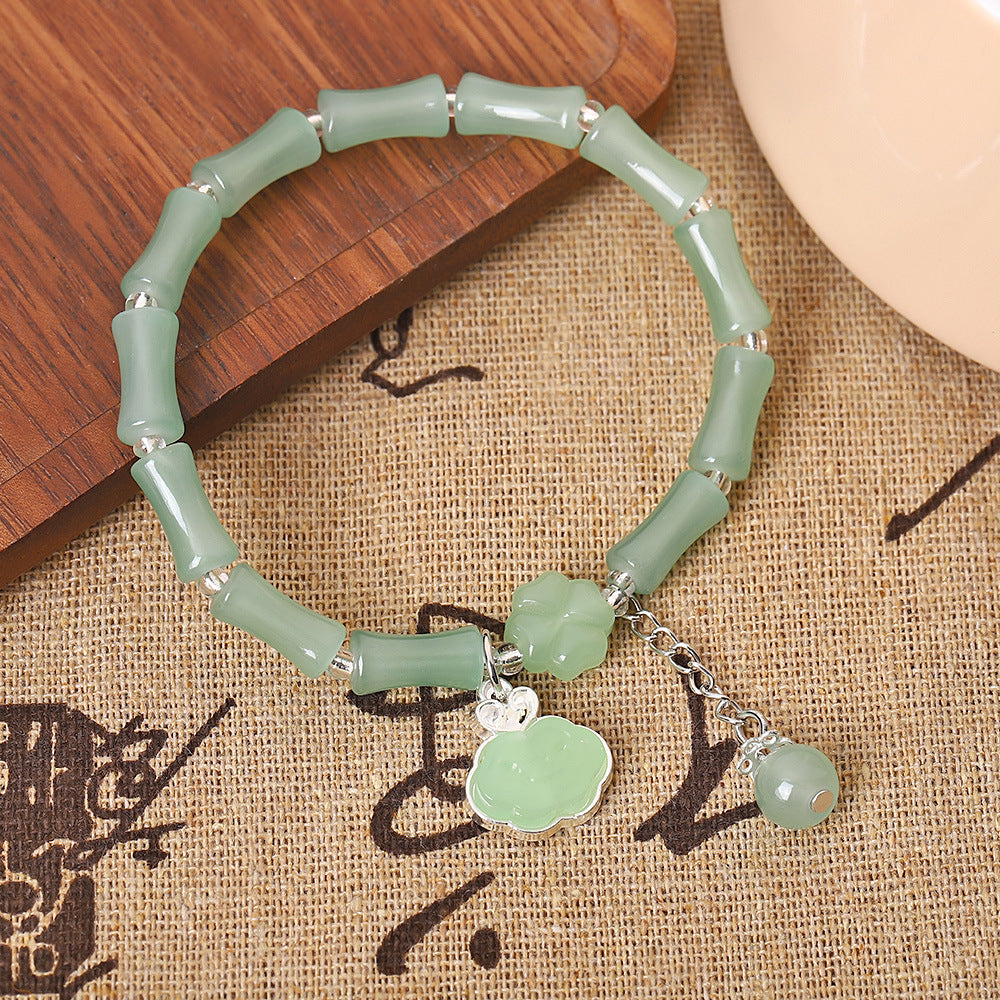 Wholesale Chinese Retro Bamboo Section Bracelet Green Elastic Rope Women S Beaded Jewelry Accessory For Everyday Wear And Gift