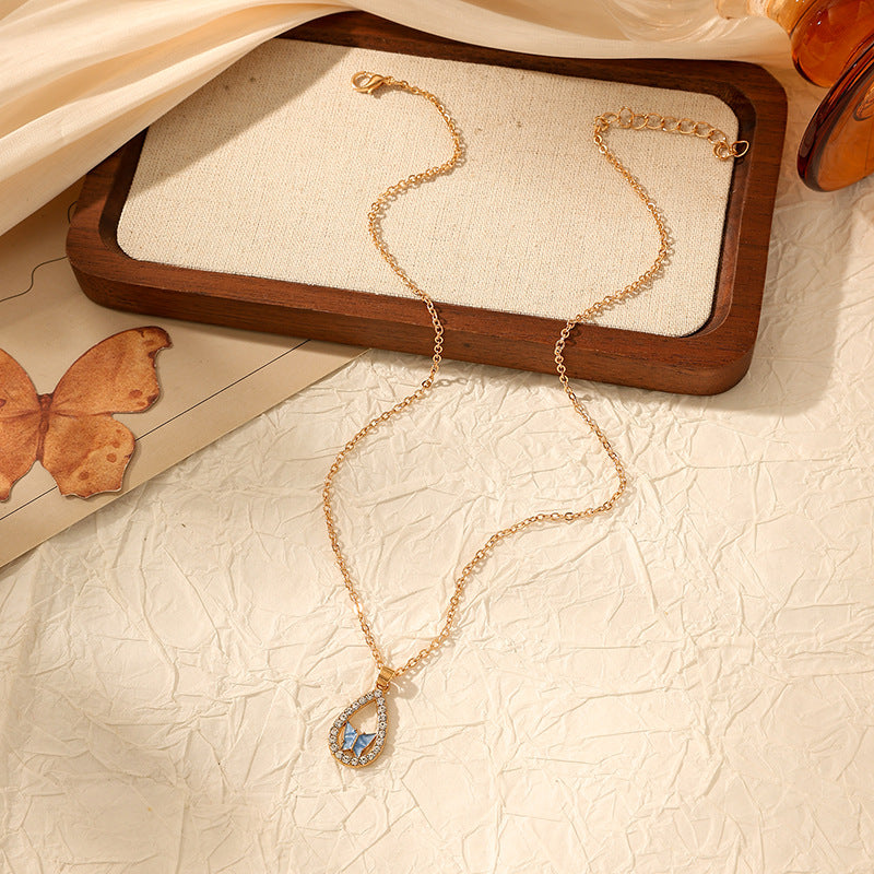 Wholesale Butterfly teardrop diamond necklace