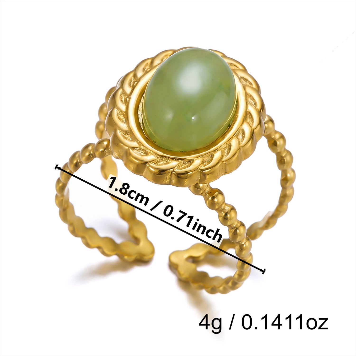 Wholesale 18k Gold Plated Stainless Steel Malachite Ring Vintage Stackable Jewelry Accessory