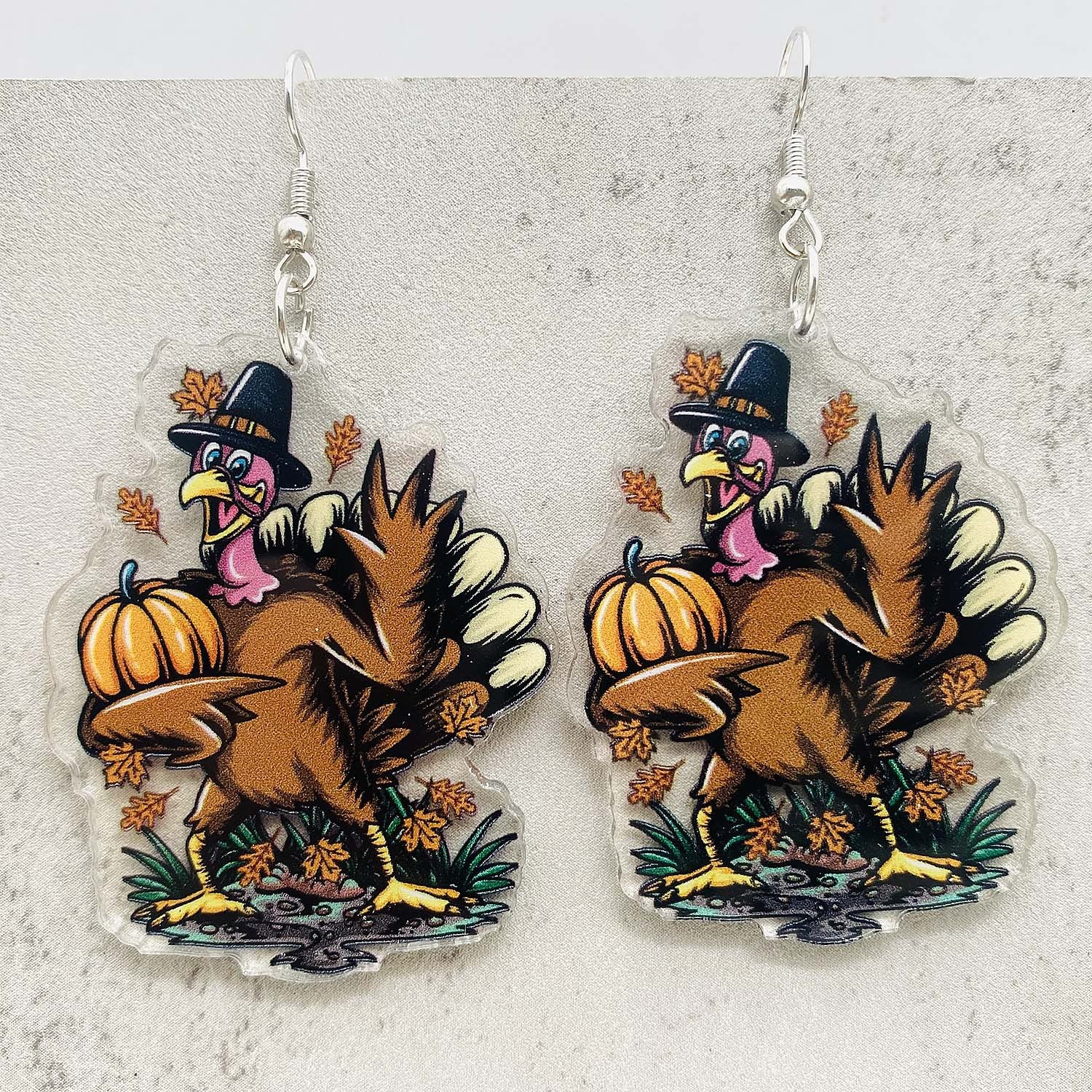 Wholesale Thanksgiving Turkey Pumpkin Acrylic Earrings ACC-ES-ChenY027