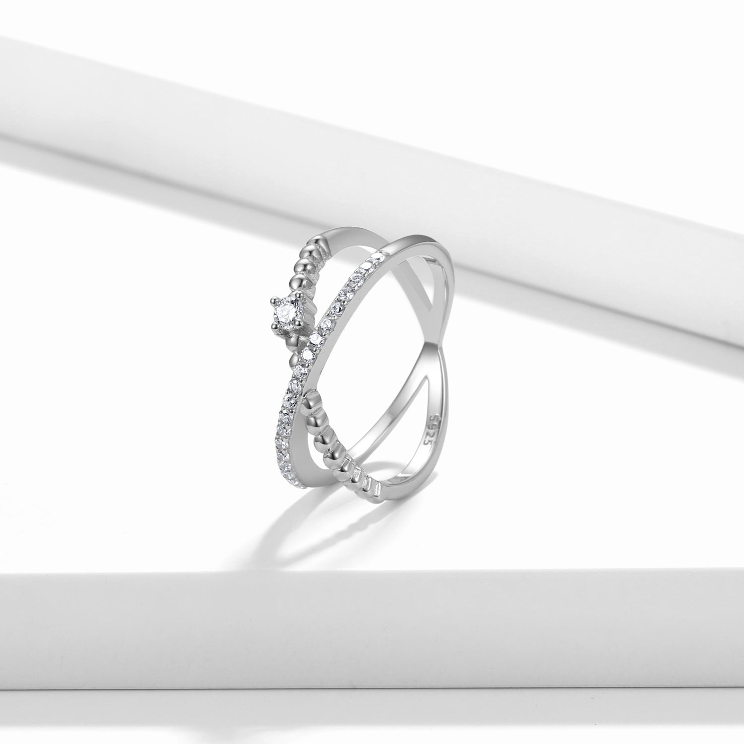 Wholesale 925 Sterling Silver Infinity Ring Inlaid Zircon Rings ACC-RS-MC031