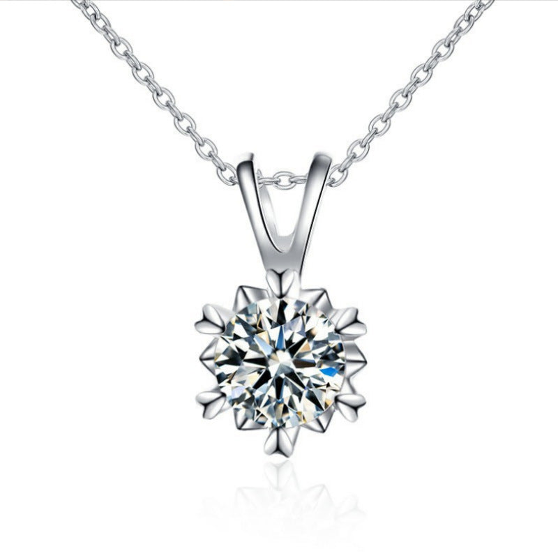 Wholesale 1 karat Moissanite Snow Necklace 925 Sterling Silver Fashion Silver Necklace
