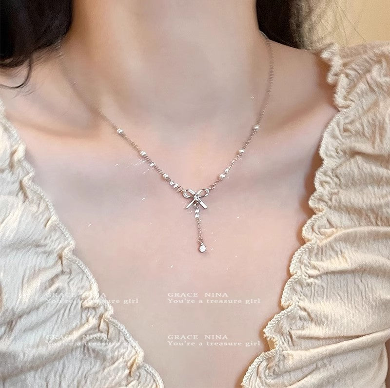 Wholesale Light luxury Pearl titanium steel necklace