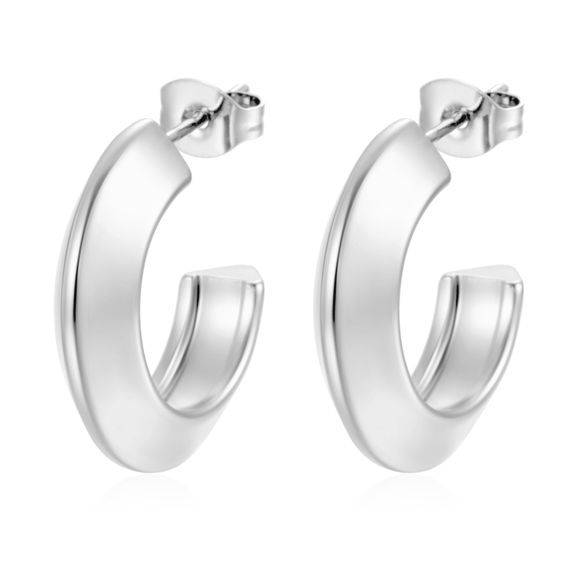 Wholesale Stainless Steel French Retro Glazed C-Shaped Earrings 18K Gold Plated Fashion Accessory
