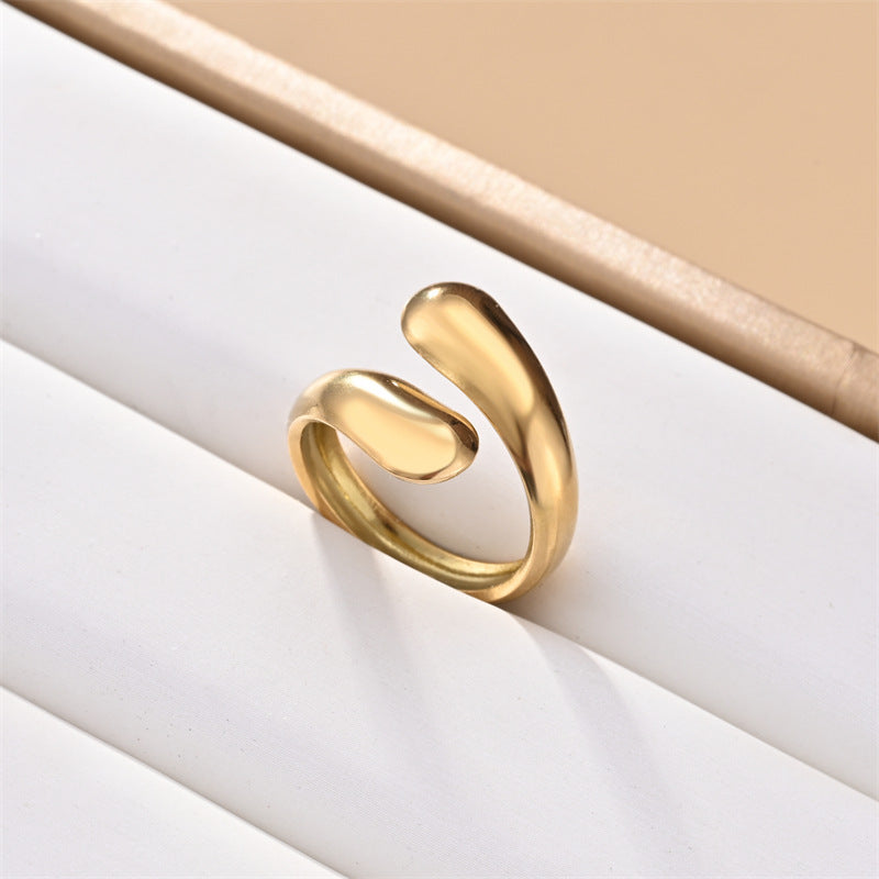 Wholesale Stainless steel oil drop simple cool style open ring