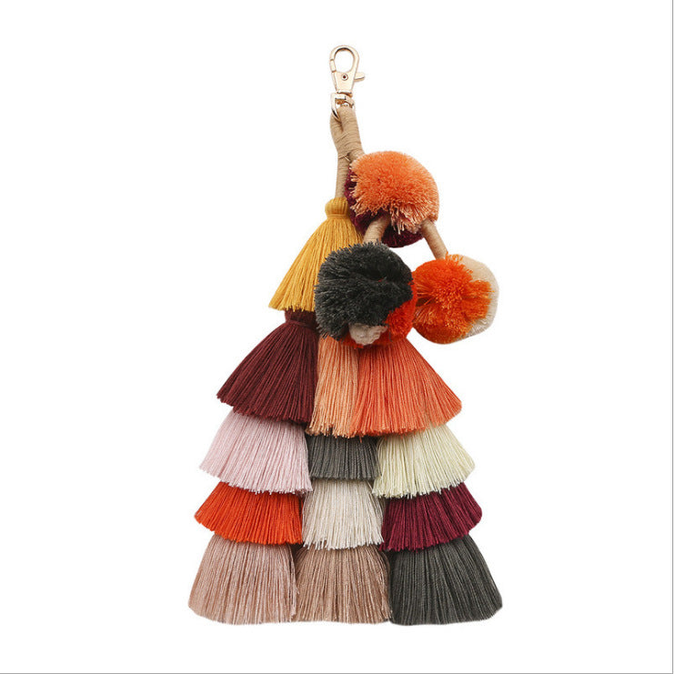 Wholesale Bohemian Tassel Knitted Handwoven Pendant Bag Charm Keychain ACC-KC-JM002