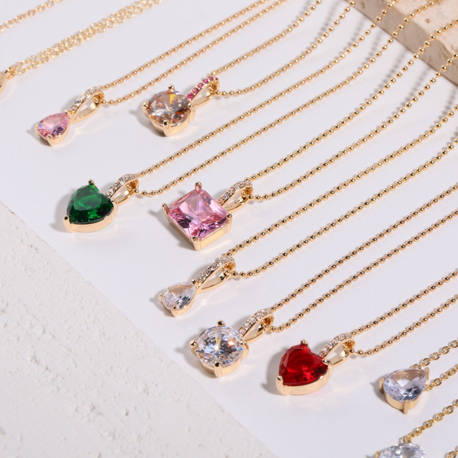 Wholesale  Zircon Necklace Emerald Zircon Bead Chain chocker Short Necklace Light Luxury Style Necklace