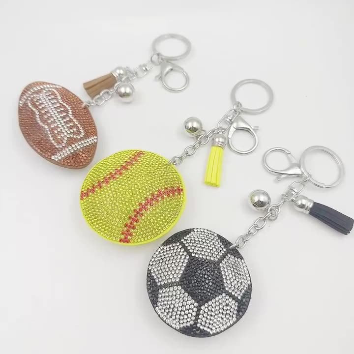 Wholesale  creative football basketball volleyball baseball hot diamond keychain