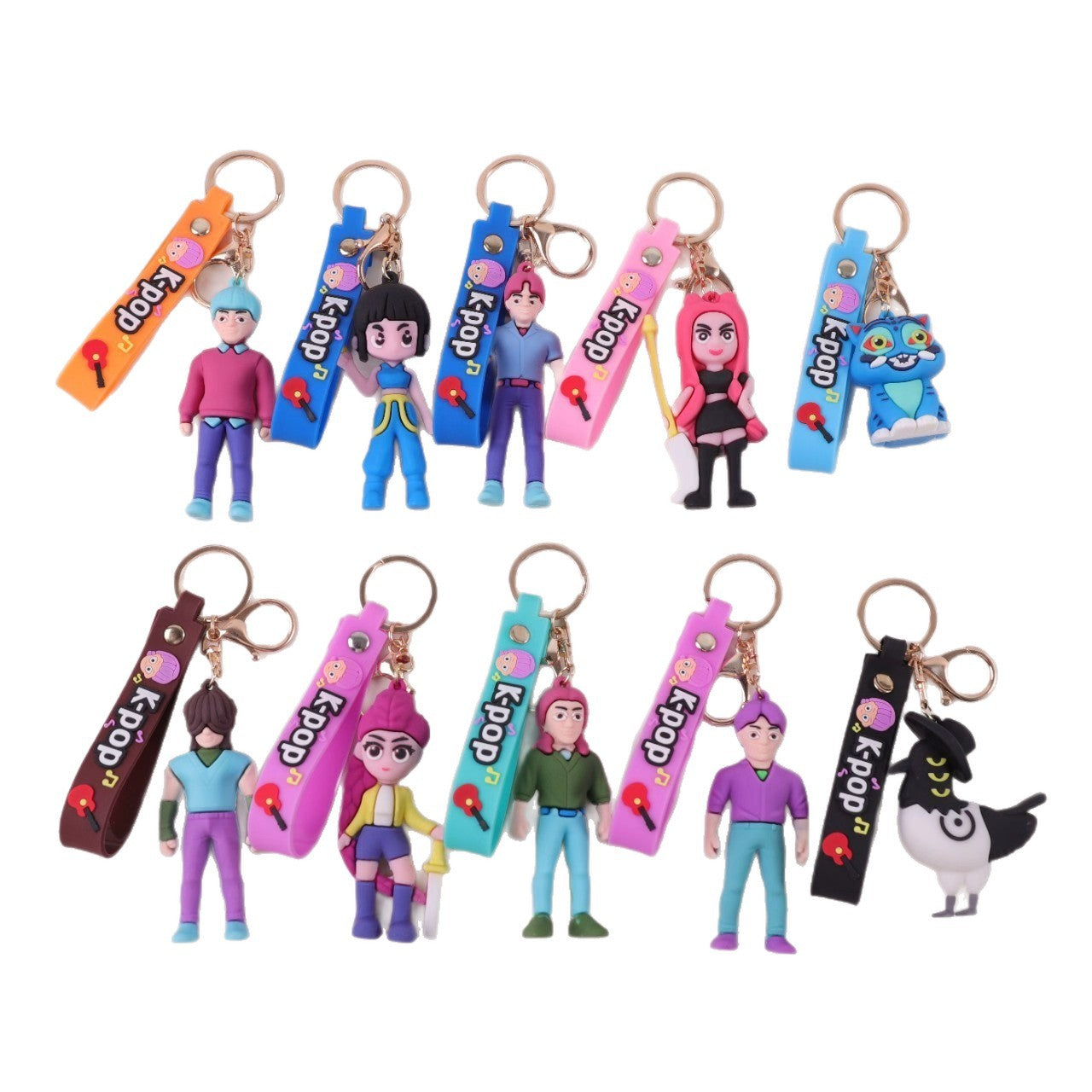 Wholesale PVC soft glue witch hunting girl group surrounding key chain