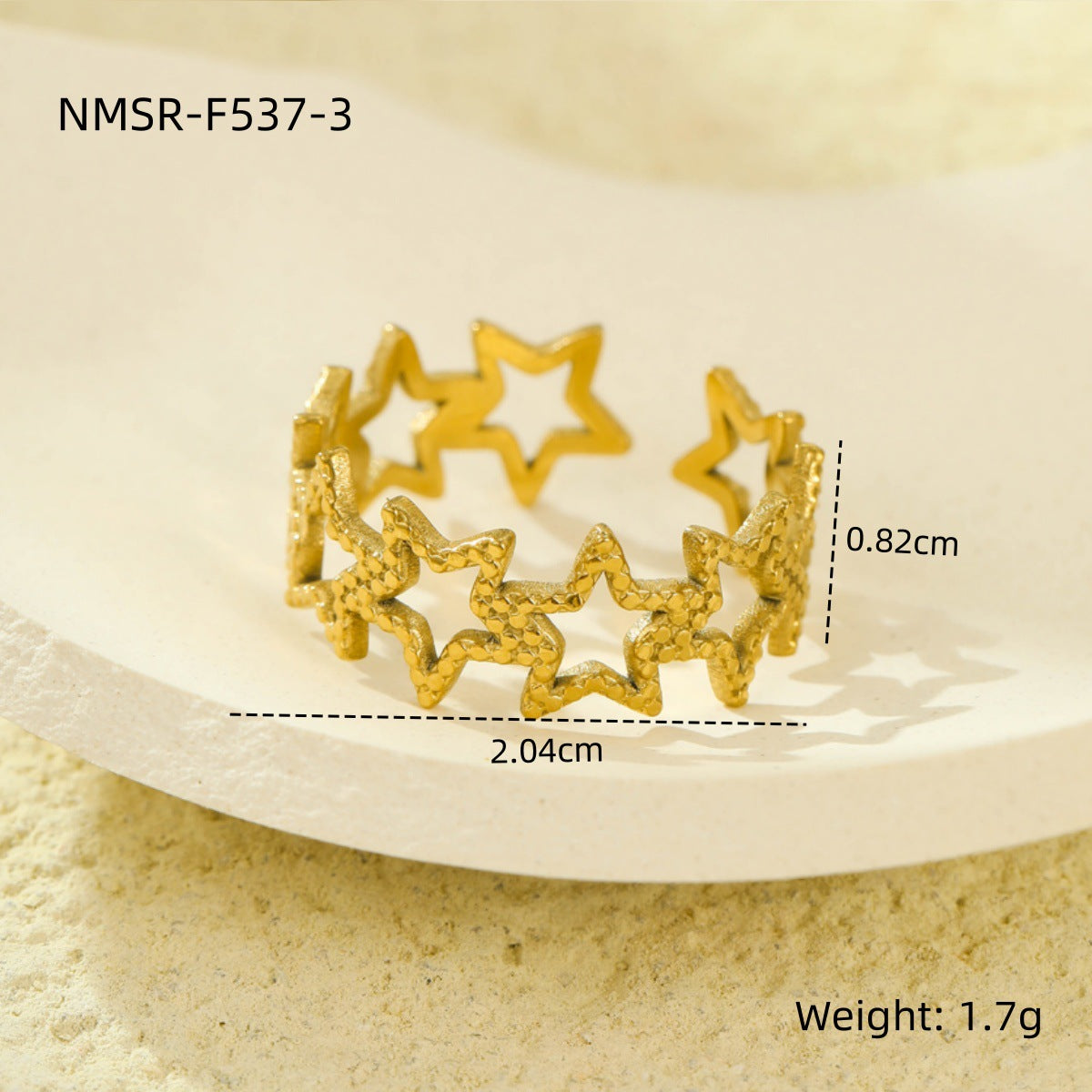 Wholesale stainless steel open ring 18K gold non-fading multi-layer geometric hollow  ring