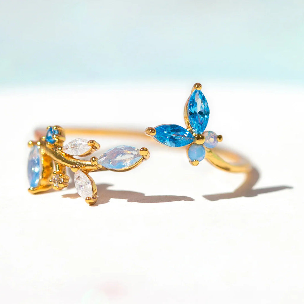 Wholesale  Zircon Moon Star Butterfly Heart-Shaped Opening Adjustable Ring