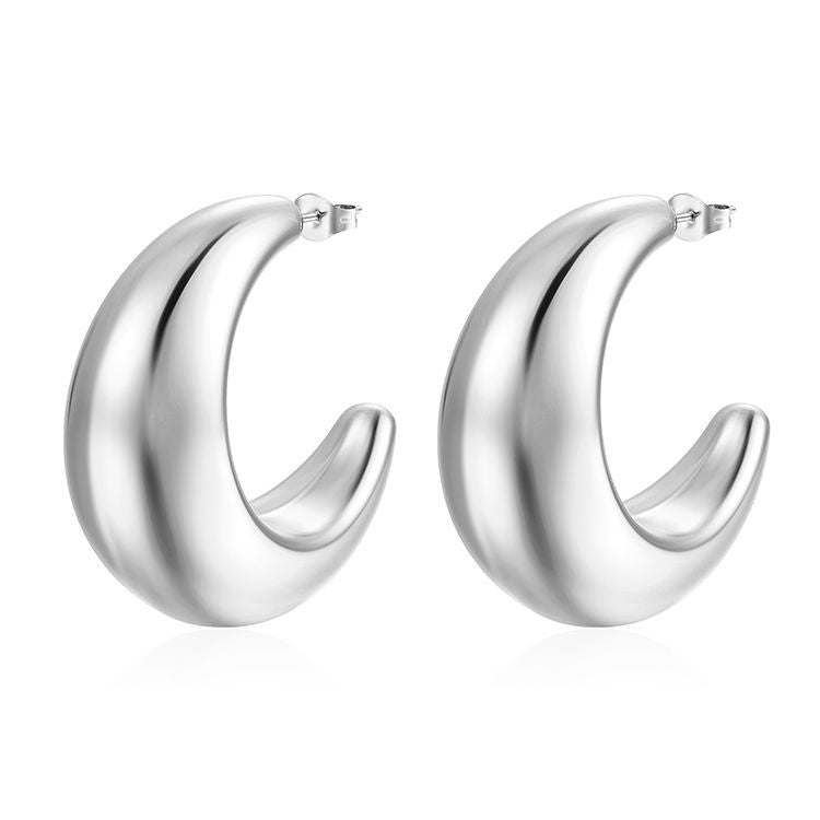 Wholesale Stainless Steel 18K Gold Oversized Crescent Hollow Earrings ACC-ES-MuShan028