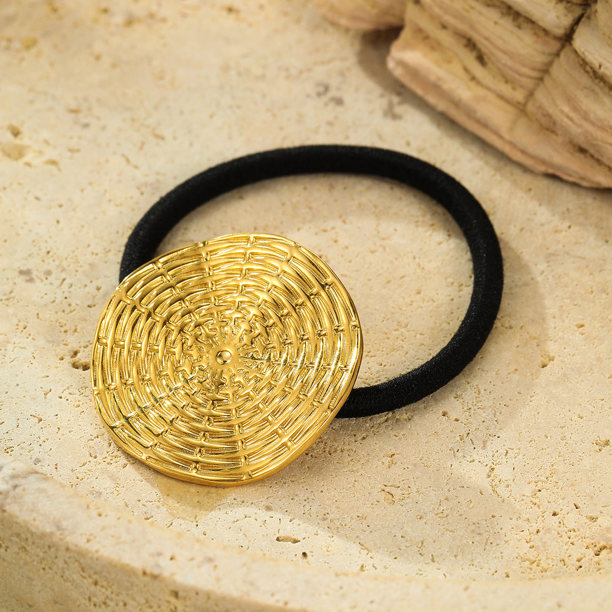 Wholesale Titanium Steel Round Line Texture Hair Scrunchies