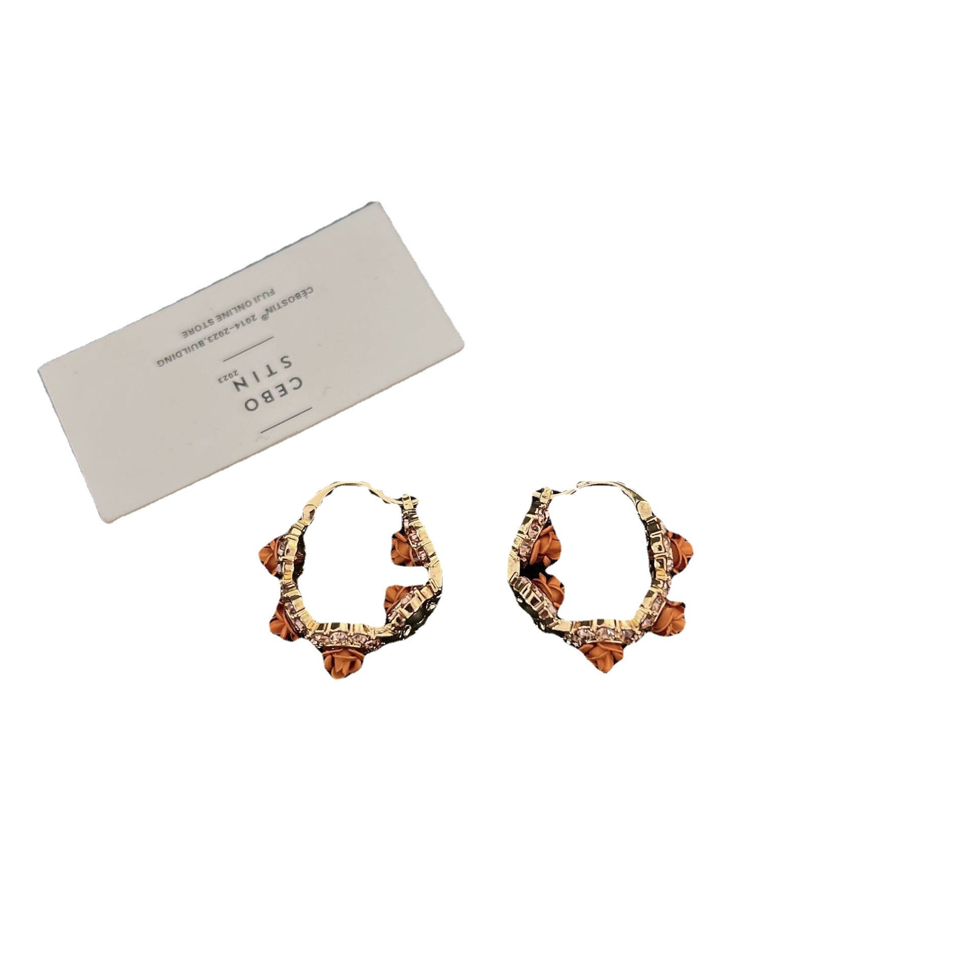 Wholesale Light Luxury Rose Zircon Earrings ACC-ES-ZhiRui002