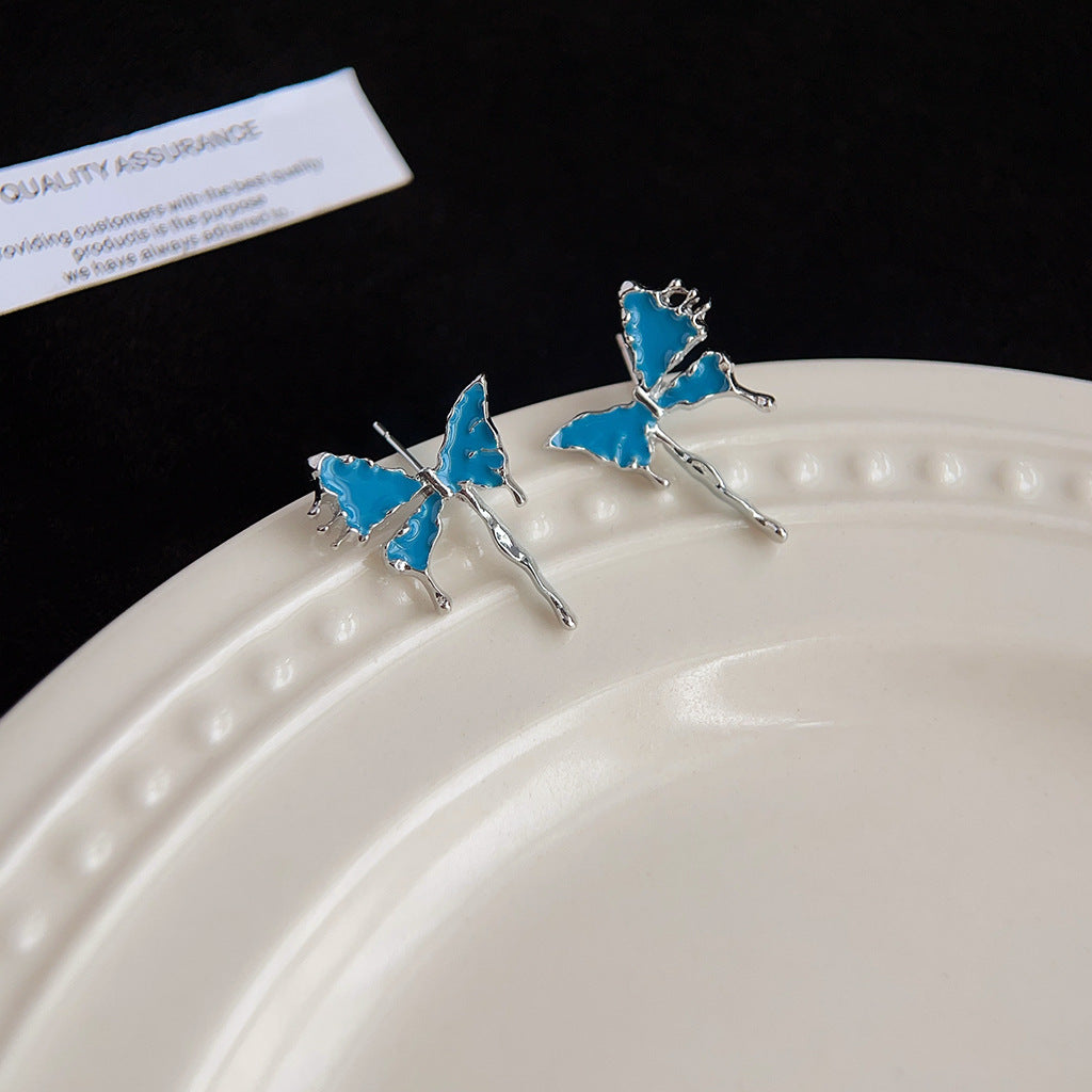 Wholesale Blue oil-drop retro earrings