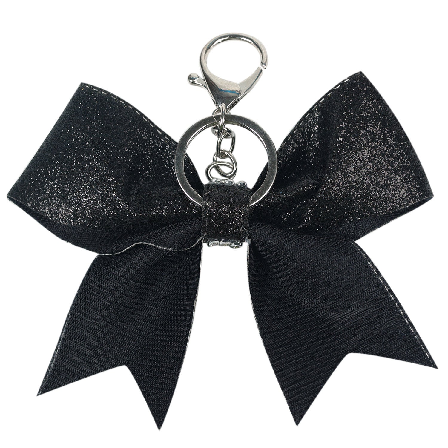 Wholesale bow accessories pendant solid color glitter leather keychain rhinestone sapphire blue