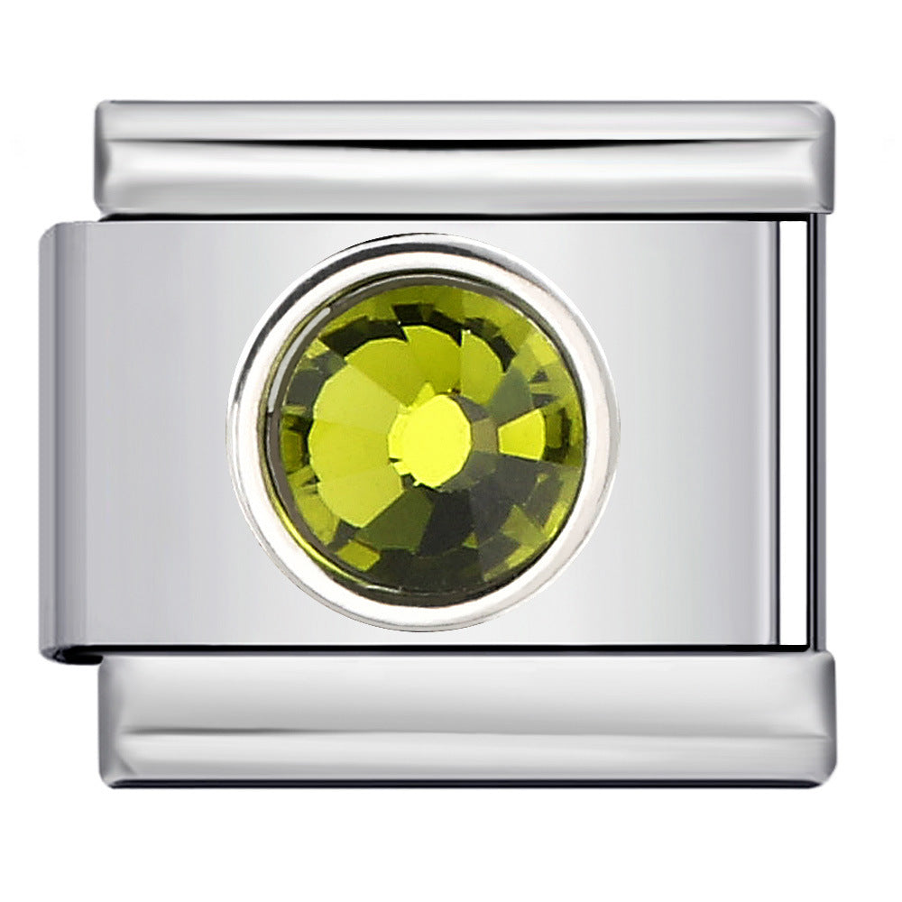 Wholesale Italian Charm Bracelet 9mm DIY Splicing Removable Circle Colored Stone Stainless Steel Composable Bracelet