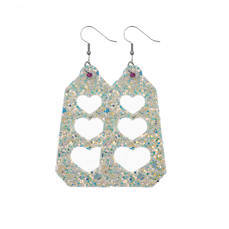 Wholesale Double Layer Love Pendant Leather Valentine's Day Earrings