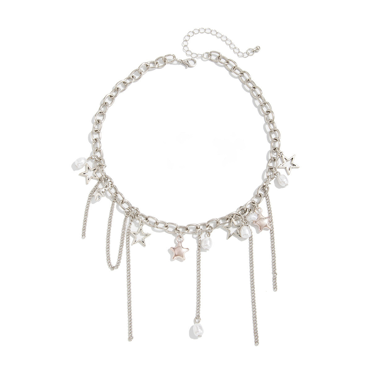 Wholesale Edgy Star Pendant &  Pearl Tassel Alloy Clavicle Necklace